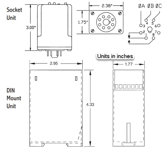 Mechanical Drawing - ATC Diversified Electronics SLU Phase Monitor Relays